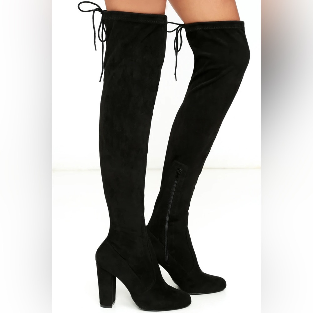 Black Suede Over the Knee Boots
